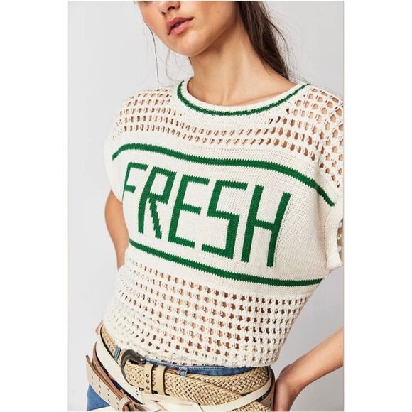 Mother Be Square “Fresh” Boho Crochet Open Knit Pullover Sweater Top Size Small - Picture 2 of 15